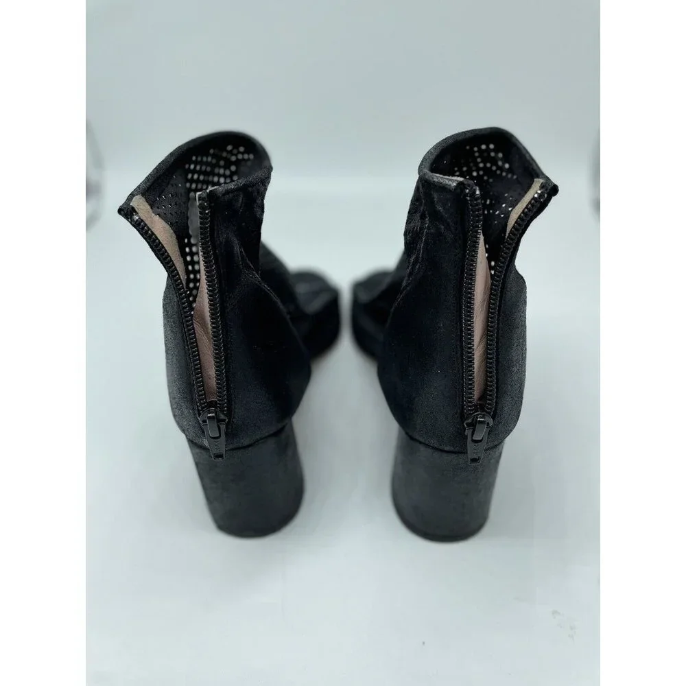 Women’s Michelediloco Vero Cuoio Black Mesh Peep Toe Round‎ Heels Size 38